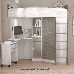 АКЦИЯ!!! Кровать -чердак «БРИЗ-1» фасад Камень темный!!!!