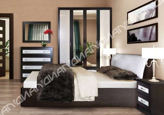 АКЦИЯ НА Спальный гарнитур "Кэт-1",вариант-1, Кайман белый,коричневый!!!! в Нижнем Новгороде