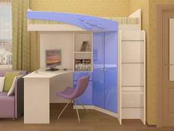 Кровать-чердак «БЕМБИ» МДФ разл. цветовые решения (Регион 058)