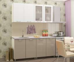 Кухня «Настя» 1,6м ,2,0м,2,5м,2,6м Белый глянец/Латте