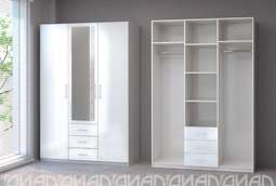 Шкаф 3-х ств. «КЭТ-6» с ящиками Белый глянец