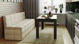 Скамья прямая «Домино» (Кожзам светлый/ткань светлая)