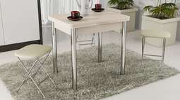 Стол обеденный раскладной с хром. ножками «ЛИОН» (ТриЯ)