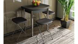 Стол обеденный с хром. ножками «Лион» мини раскладной (ТриЯ)