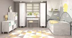 Детская модульная «ЭГО» Бетон светлый/ Белый глянец