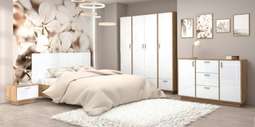Модульная спальня «ЭГО» Дуб Крафт Золотой/ Белый глянец