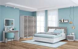 Модульная спальня «ЭГО» Бетон Светлый/ Камень Темный