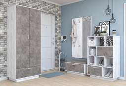 Прихожая модульная «ЭГО» Бетон Светлый/ Камень Темный