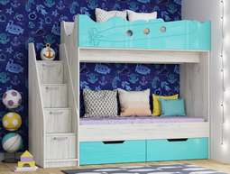 Кровать 2-х ярусная с лестницей «Юниор-15» МДФ