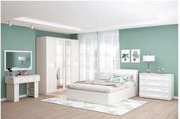 Спальный гарнитур «КЭТ-4» вариант-7 Бодега Белая/Кайман Белый