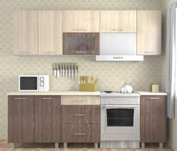 Кухня Золушка 1,8м МДФ Шимо темный/Шимо светлый