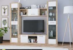 Гостиная «Элегия» модульная (Дуб Сонома/Белый глянец) PDM