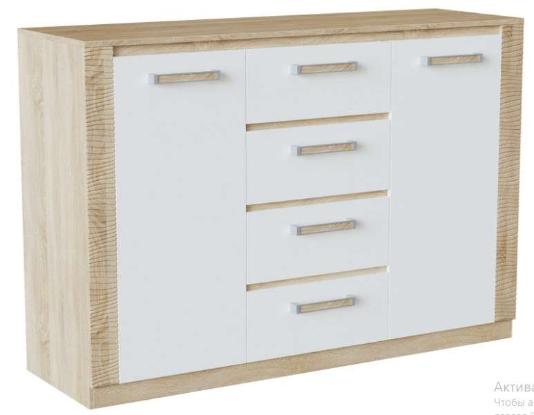 Комод «Элегия» КМ-101 (Дуб Сонома/Белый глянец) в Нижнем Новгороде фото 1