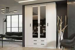 Шкаф 4-х дверный «КВАДРО» Белый (Эра)