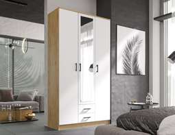 Шкаф 3-х створчатый «ТРИО» Дуб Вотан/Белый (Эра)