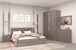 Спальный гарнитур «КЭТ-6» МОДЕРН Ясень Анкор/ Тирамису, Шитаке