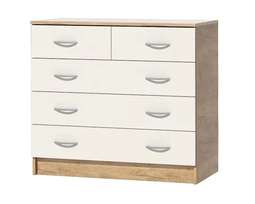 Комод «КЭТ-7» 5 ящиков Дуб крафт золотой/Миндаль, Графит