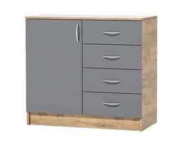 Комод «КЭТ-7» Створка/4 ящ. Дуб крафт золотой/Миндаль,Графит