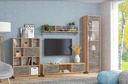 Гостиная «ЭГО» Дуб Крафт Золотой/ Камень Темный (Подиум)