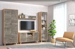 Гостиная модульная «ЭГО» Дуб Крафт Золотой/ Камень Темный