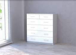 Комод с 6 ящиками «КЭТ-6» Бодега/Белый глянец