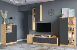 Гостиная «Лего» Дуб бунратти/Антрацит (Премиум)