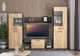 Гостиная «Белла» комплект 1 (модульная) Венге/Крафт золотой