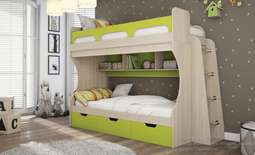 Кровать 2-х ярусная «Киви» с лестницей хром (Террикон)