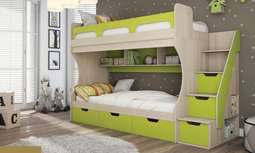 Кровать двухъярусная «Киви» с лестницей ящики (Террикон)