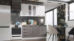 Кухня «АГАВА» 1,6м Акация Белая/Трюфель Модульная (Эра)