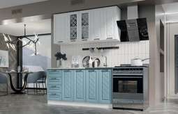 Кухня «АГАВА» 1,6м Акация Белая/Аква Модульная (Эра)