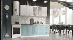 Кухня «АГАВА» 2,0м Белая Акация/Аква Модульная (Эра)