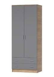 Шкаф 2х-ств./ящики «КЭТ-7» Дуб крафт золотой/ Миндаль, Графит