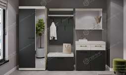 Прихожая «Соната» Дуб Крафт белый - Антрацит (Модульная)