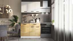 Кухня «Хозяюшка» ЛДСП 1,1м Готовое решение (Дуб Вотан/Белый)