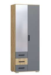 Шкаф двухстворчатый «Нота-11» Графит/Дуб крафт золотой